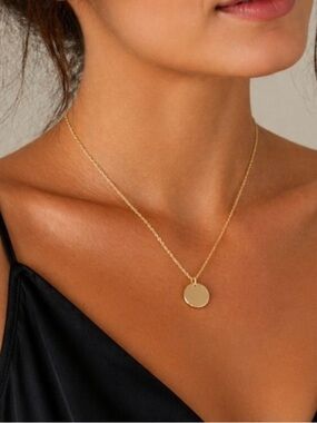 Plunder Shiny Gold Disc Necklace NWT